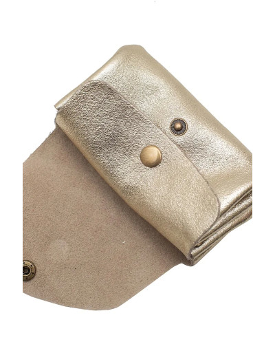 Cherry Paris Suede Leather Coin Purse - Golden