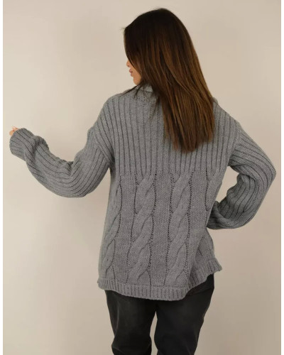 Pull Capucine Col Roulé - Élégance Italienne - Gris - Taille unique