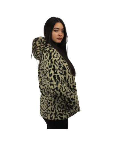 Laura Jo - Short Reversible Waterproof Parka - Khaki / Leopard