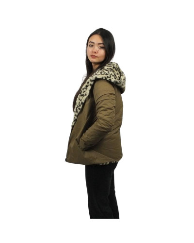 Laura Jo - Short Reversible Waterproof Parka - Camel / Leopard