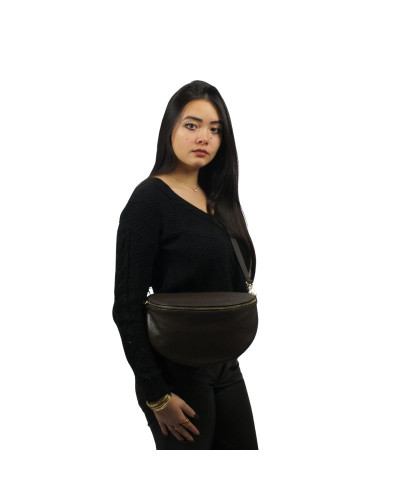 Waist bag 100% cow leather By Laur - Brown