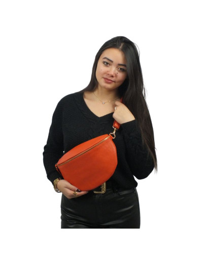 Waist bag 100% cow leather By Laur - Orange