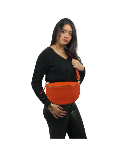 Waist bag 100% cow leather By Laur - Orange