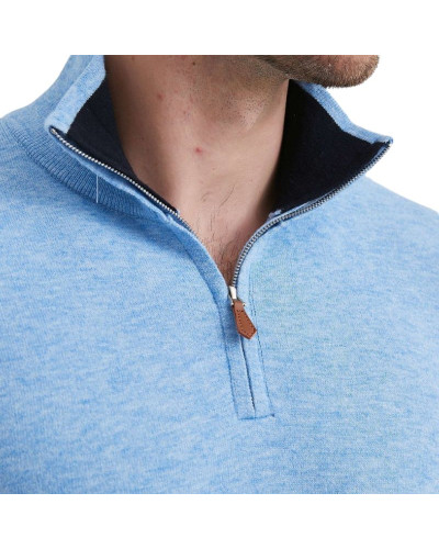 Trucker collar sweater with cashmere touch - Yves Enzo - Blue