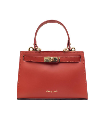 Cherry Paris Suede Leather Handbag - Rust