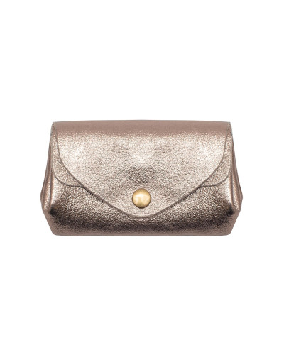 Cherry Paris Suede Leather Coin Purse - Pewter