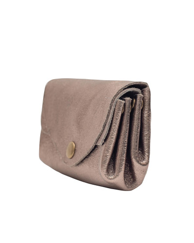 Cherry Paris Suede Leather Coin Purse - Pewter