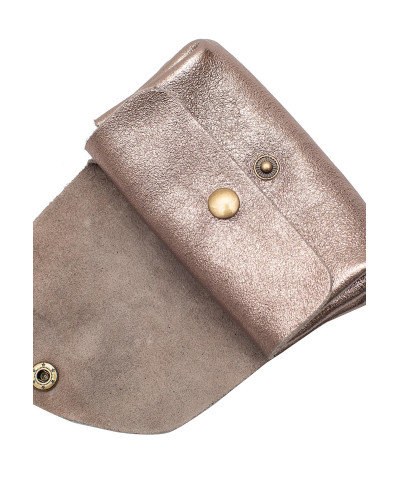 Cherry Paris Suede Leather Coin Purse - Pewter