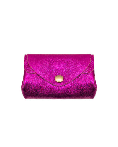 Cherry Paris Suede Leather Coin Purse - Fuchsia