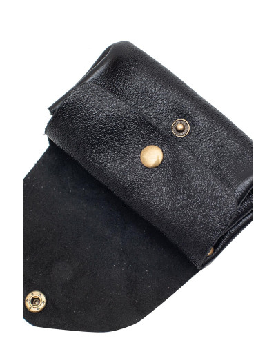 Cherry Paris Suede Leather Coin Purse - Black