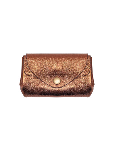 Cherry Paris Suede Leather Coin Purse - Bronze