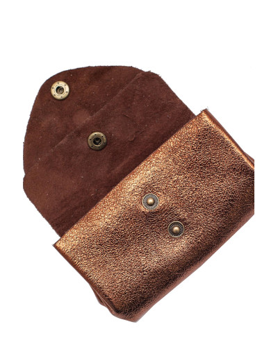 Cherry Paris Suede Leather Coin Purse - Bronze