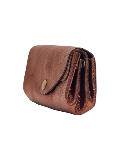 Cherry Paris Suede Leather Coin Purse - Bronze