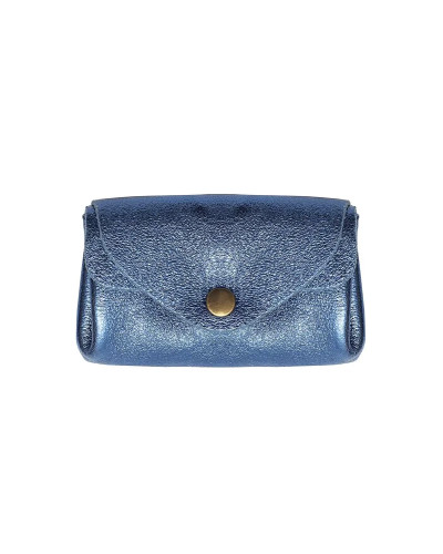 Cherry Paris Suede Leather Coin Purse - Blue