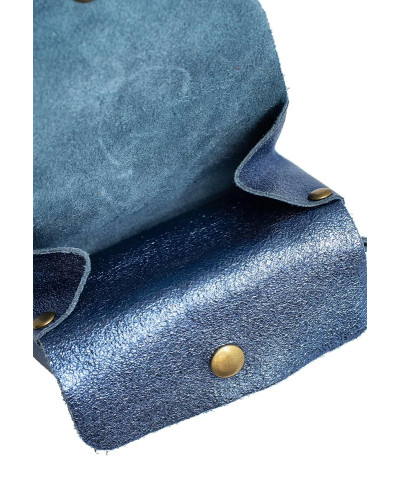 Cherry Paris Suede Leather Coin Purse - Blue