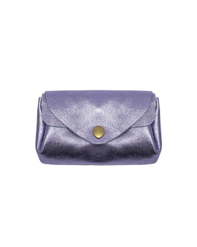 Cherry Paris Suede Leather Coin Purse - Purple