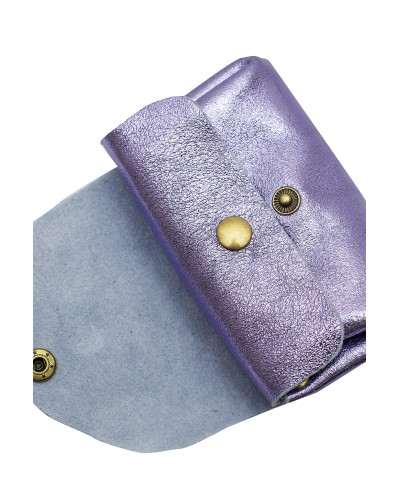 Cherry Paris Suede Leather Coin Purse - Purple