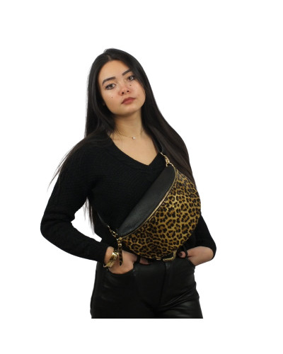 Waist bag 100% cow leather By Laur - Leopard