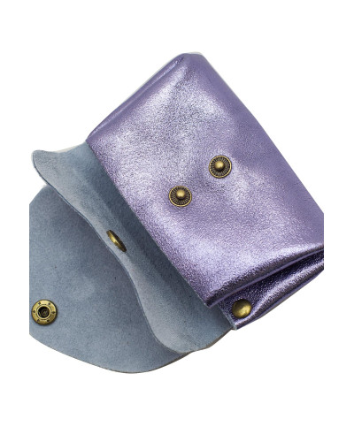 Cherry Paris Suede Leather Coin Purse - Purple