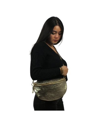 Waist bag 100% cow leather By Laur - Metallic gold