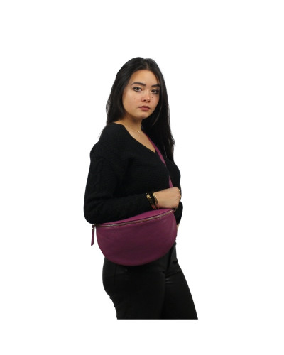 Waist bag 100% cow leather By Laur - Plum