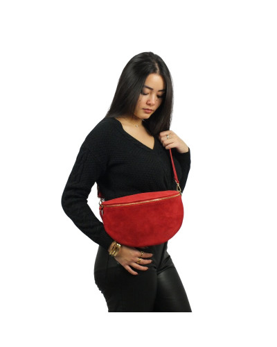 Waist bag 100% cow leather By Laur - Red