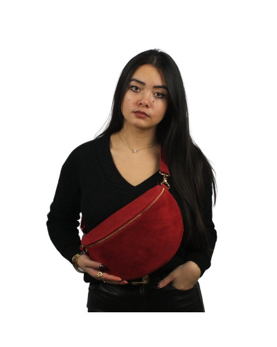 Waist bag 100% cow leather By Laur - Red