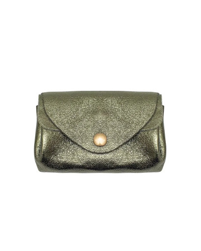 Cherry Paris Suede Leather Coin Purse - Khaki