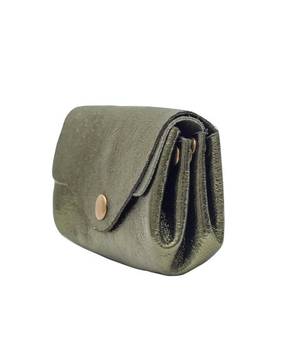 Cherry Paris Suede Leather Coin Purse - Khaki