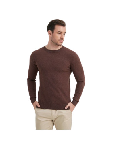 Crew neck sweater cashmere touch - Yves Enzo - Brown