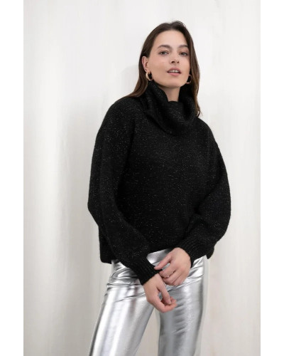 Pull Col Roulé avec Lurex Sarah John - Noir - Taille unique