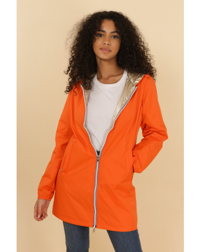 Laura Jo - Long Reversible Fitted Raincoat - Brick Orange