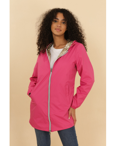 Laura Jo - Long Reversible Fitted Raincoat - Fuchsia