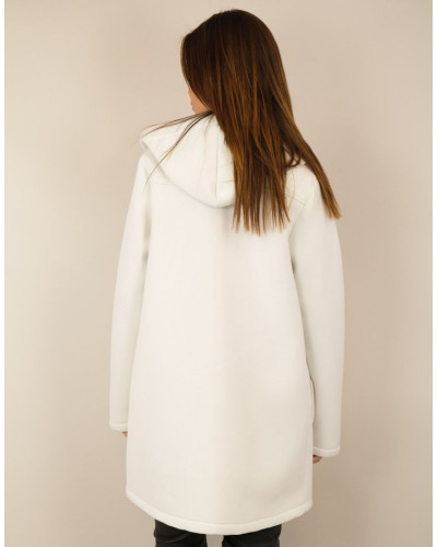 Capucine - Buttoned Coat with Hood - White