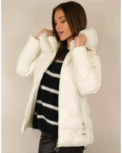 Capucine Puffer Jacket with Hood - White