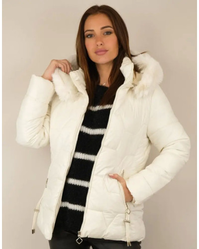 Capucine Puffer Jacket with Hood - White