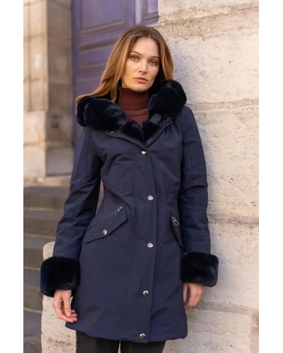 Laura Jo - Faux Fur Lined Coat - Navy Blue