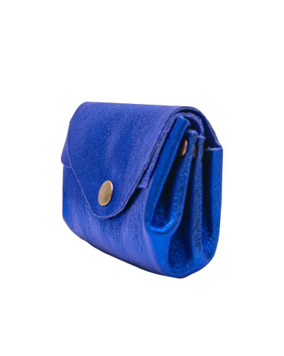 Cherry Paris Suede Leather Coin Purse - Royal blue