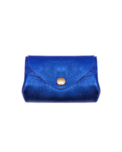 Cherry Paris Suede Leather Coin Purse - Royal blue