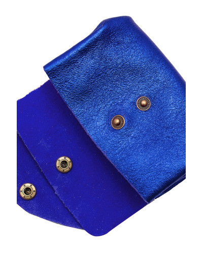 Cherry Paris Suede Leather Coin Purse - Royal blue