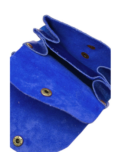 Cherry Paris Suede Leather Coin Purse - Royal blue