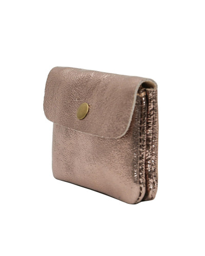 Cherry Paris Suede Leather Coin Purse - Pewter