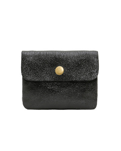 Cherry Paris Suede Leather Coin Purse - Black