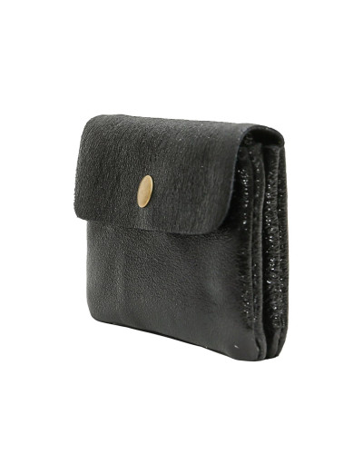 Cherry Paris Suede Leather Coin Purse - Black