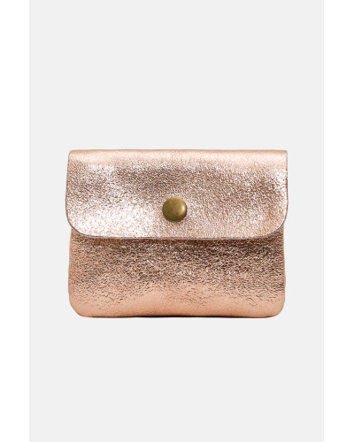 Cherry Paris Suede Leather Coin Purse - Pink