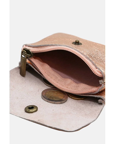 Cherry Paris Suede Leather Coin Purse - Pink