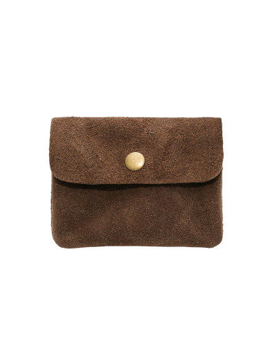 Cherry Paris Suede Cowhide Leather Coin Purse - Taupe