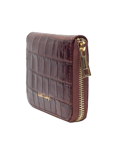 Porte-monnaie imprimé croco cuir Cherry Paris - Marron