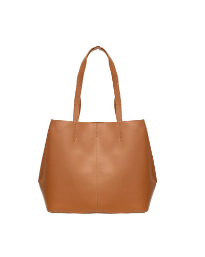 Cherry Paris Smooth Cowhide Leather Tote Bag - Camel