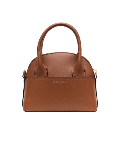 Cherry Paris Cowhide Leather Handbag - Cognac